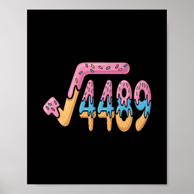 Poster Funny Square Root 4489 Funny 67 Math Ice Cream Mem (Frente)