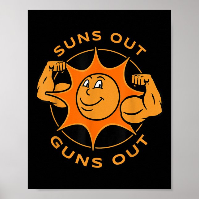 Poster Funny Sun Gun Out Summer Gift Para Bodybuilt (Frente)