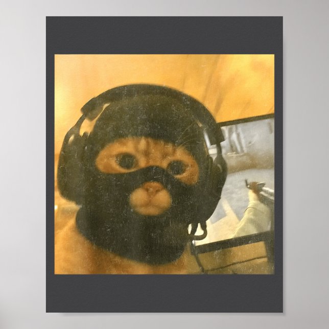 Poster Funny Tactical Gamer Cat Meme Graphic  (Frente)