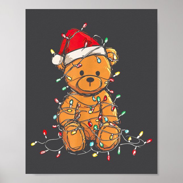 Poster Funny Teddy Bear Christmas Graphics Lights Lover  (Frente)