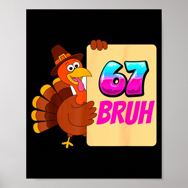 Poster Funny Thanksgiving 67 Baseball Drip Gobble Turkey  (Frente)