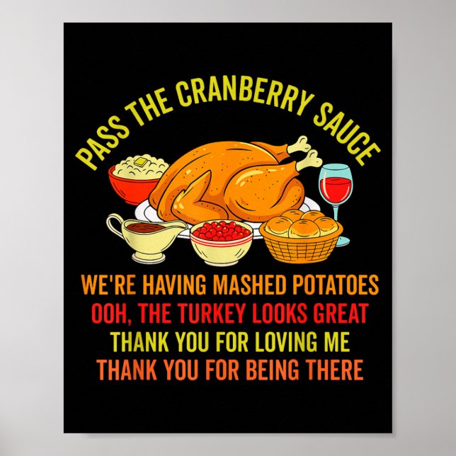 Poster Funny Thanksgiving P The Cranberry Sauce Mashed Ta (Frente)