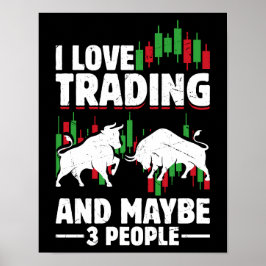 Poster Funny Trading Quote Bull & Candlestick Daytrading 