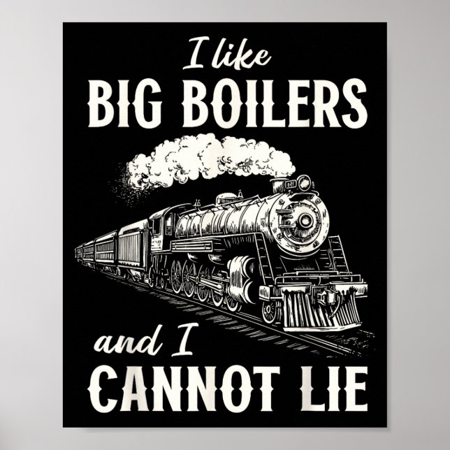 Poster Funny Train Big Boilers Steam Locomotive Freight  (Frente)