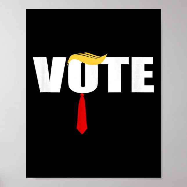 Poster Funny Trump 2024 Vote Com Cabelo Trump E Pescoço V (Frente)