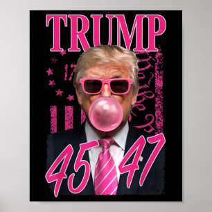 Poster Funny Trump Bubble Gum 1776 Pink Flag