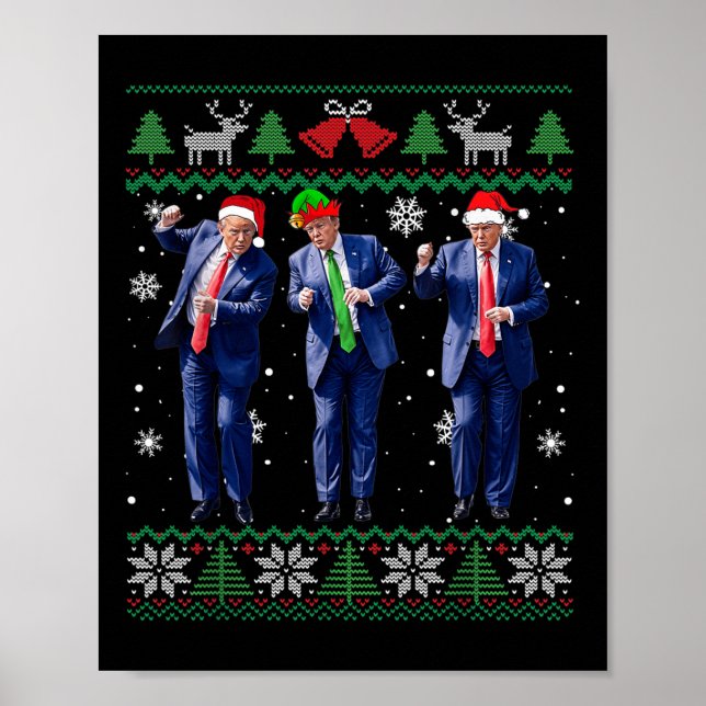 Poster Funny Trump Dance Xmas Presidente 47 No Natal Dos  (Frente)