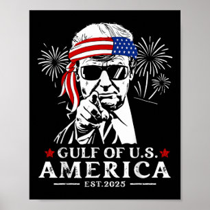 Poster Funny Trump Golfo Da América Dos Eua 2025 Feliz 4º