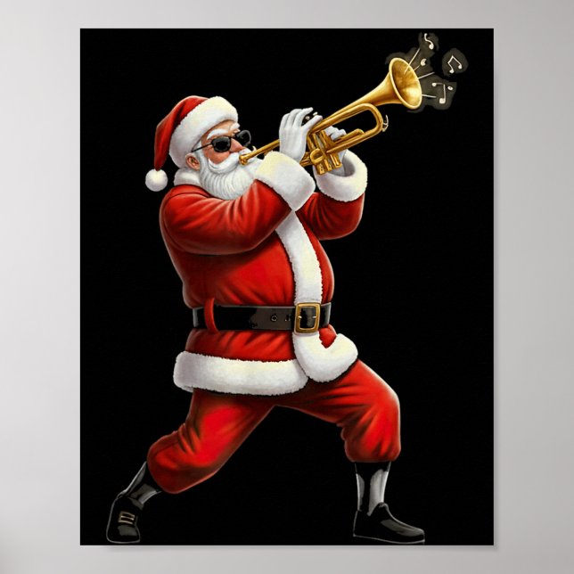 Poster Funny Trumpet Santa Christmas Graphic Player Trump (Frente)