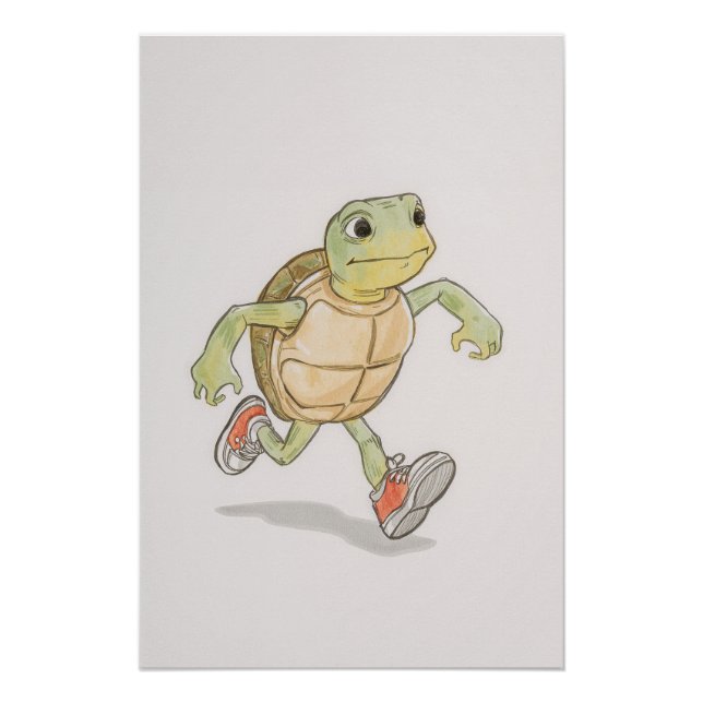 Póster Funny Turtle Poster | Cartoon Wall Art (Frente)