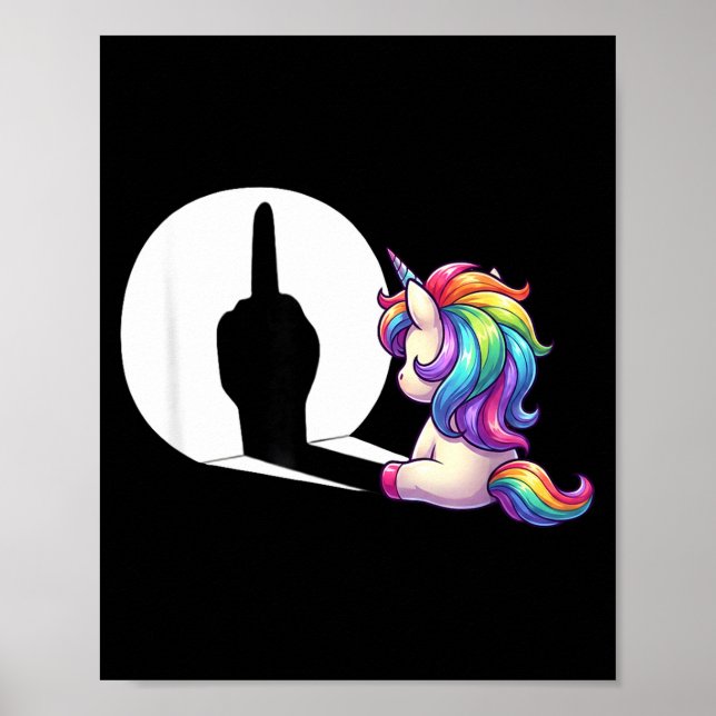 Poster Funny Unicorn With Middle Finger Morning Grouch  (Frente)