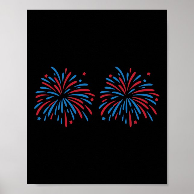 Poster Funny Usa Fireworks Couple Just Here For The Firew (Frente)