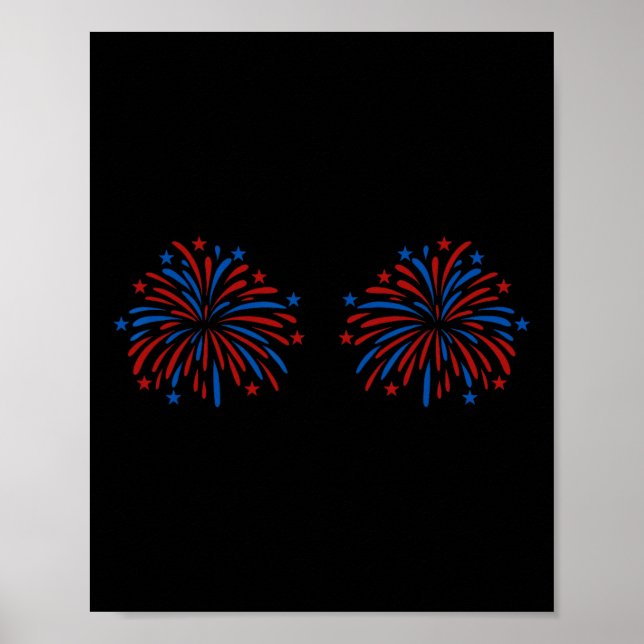 Poster Funny Usa Fireworks Couple Just Here For The Firew (Frente)