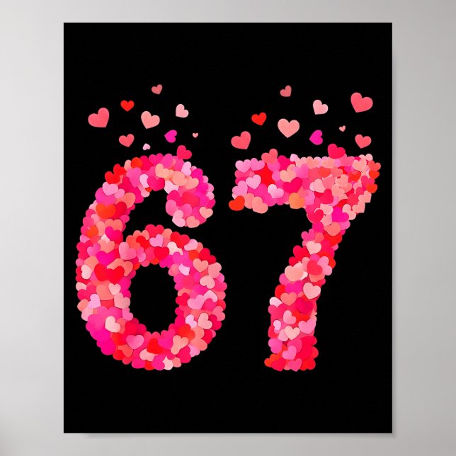 Poster Funny Valentine 6 7 Meme Boy Six Seven Hearts Gen  (Frente)