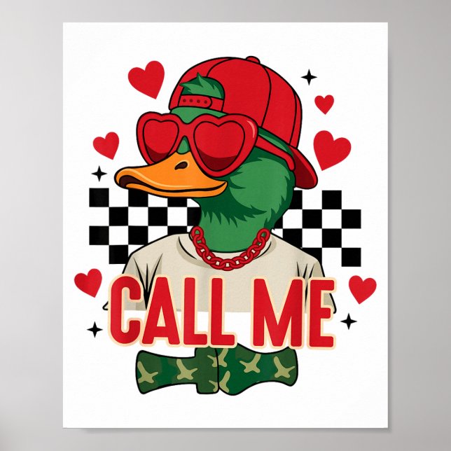 Poster Funny Valentine's Day Boy Duck Hunting Call Me Tod (Frente)