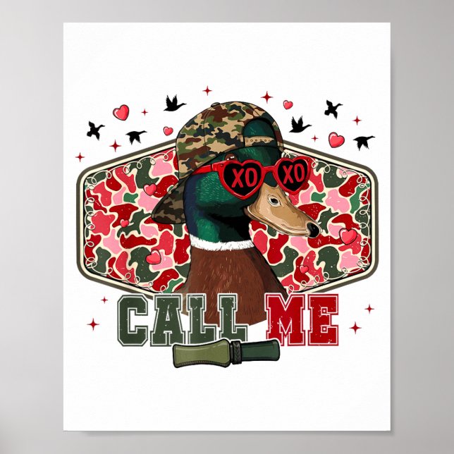 Poster Funny Valentine's Day Boy Duck Hunting Call Me Tod (Frente)