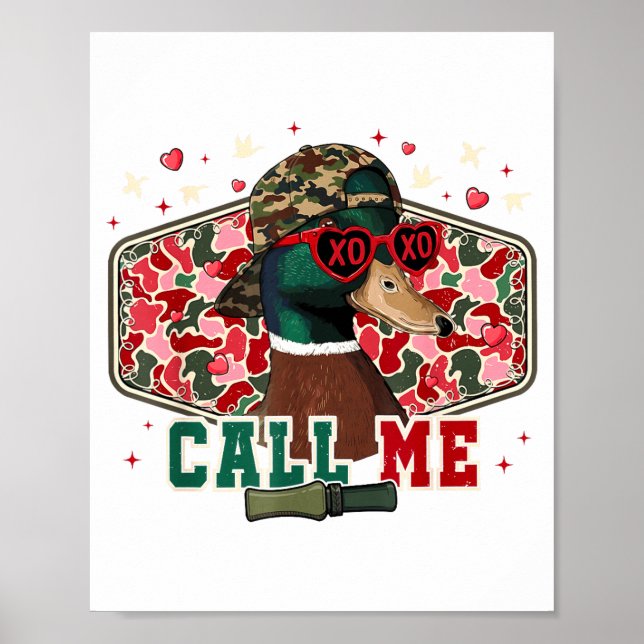 Poster Funny Valentine's Day Boy Duck Hunting Call Me Tod (Frente)