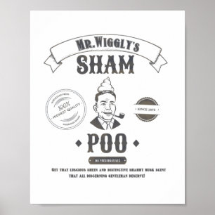 Poster Funny Vintage Advert - Mr Wiggly's Shampoo
