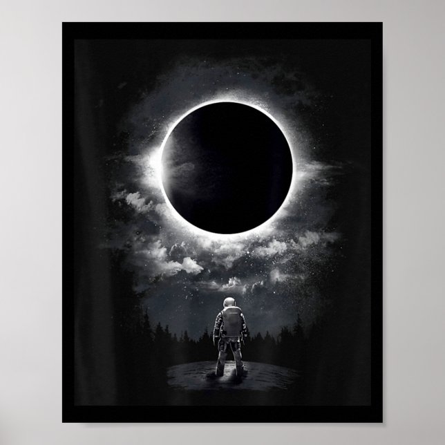 Poster Funny Vintage Astronaut Space Eclipse Science (Frente)