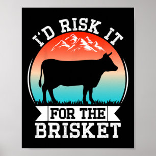 Poster Funny Vintage Fumaça Brisket Id Arrisca Para A Bri
