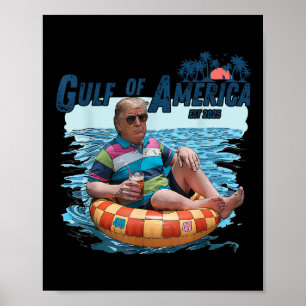 Poster Funny Vintage Golfo Da América 2025 American Fla