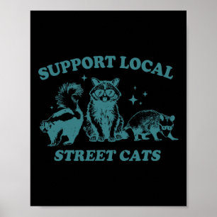 Poster Funny Vintage Raccoon Opo, gato de rua local
