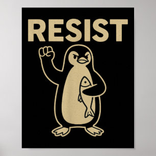 Poster Funny Vintage resiste ao ativismo pinguim Graphic