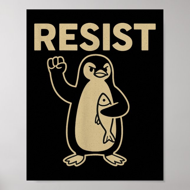 Poster Funny Vintage resiste ao ativismo pinguim Graphic  (Frente)