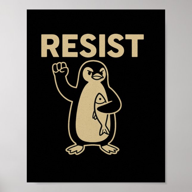 Poster Funny Vintage resiste ao ativismo pinguim Graphic  (Frente)