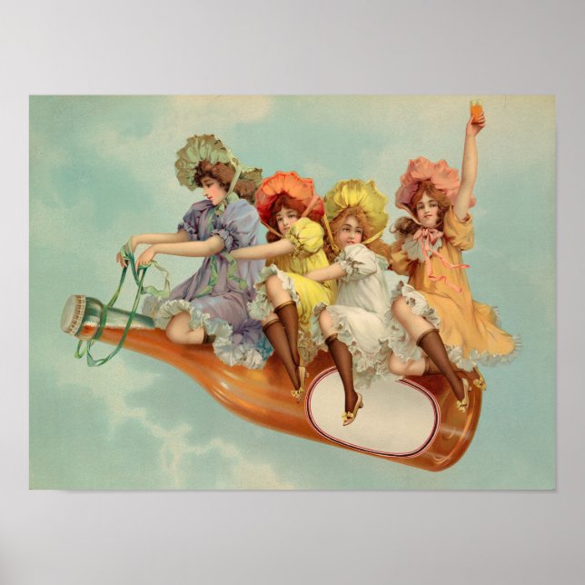 Poster Funny Vintage Victorian Beer Bebendo (Frente)