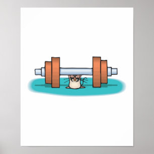 Poster funny weightlifting mouse