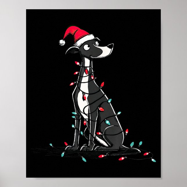 Poster Funny Whippet Christmas Graphics Dog Lights Lover  (Frente)