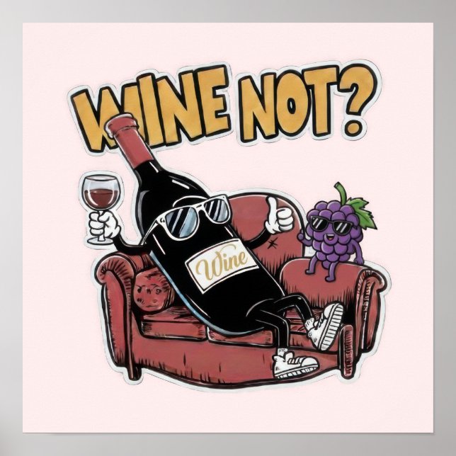 Poster Funny Wine and Grapes (Frente)