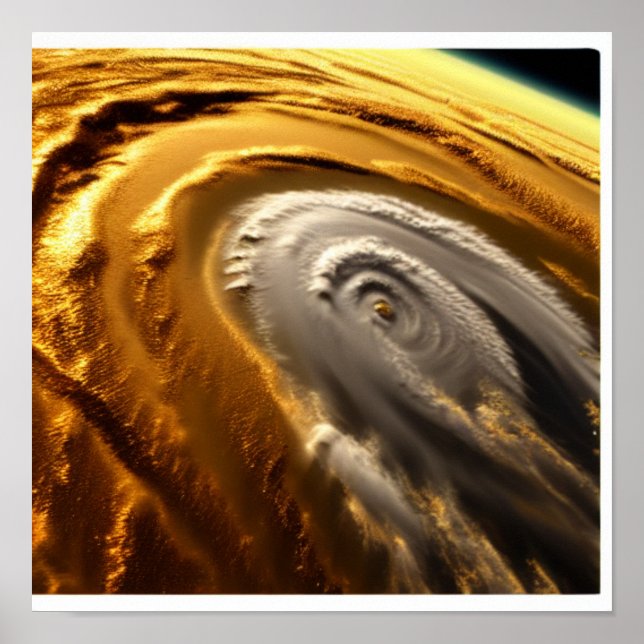 Poster Furacão Dourado e Branco (Frente)