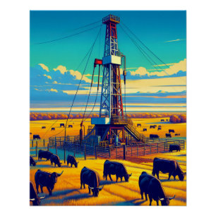 Póster Furador Rig e Bovinos Pretos