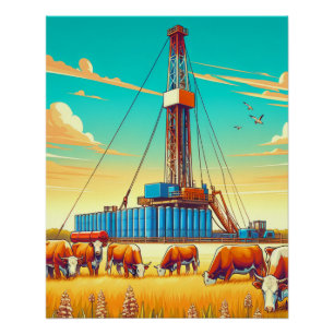 Póster Furador Rig e Herford Cattle