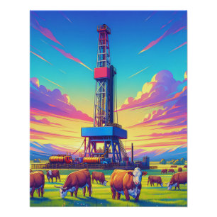 Póster Furador Rig e Herford Cattle