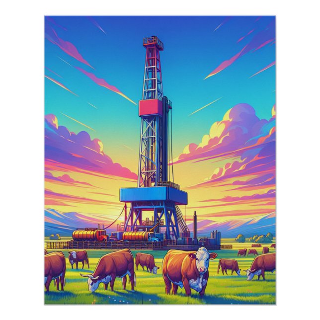 Póster Furador Rig e Herford Cattle (Frente)