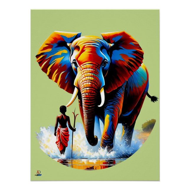 Póster Furchtloser Junge trifft Elefantenbullen (Frente)