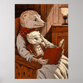Poster furet lisant un livre