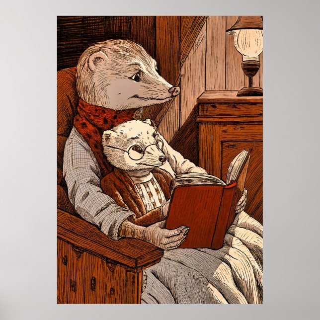 Poster furet lisant un livre (Frente)