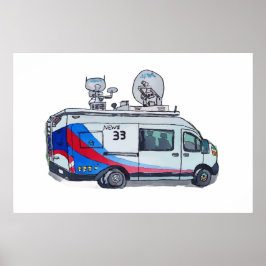 Poster Furgão Clássico de Notícias de TV