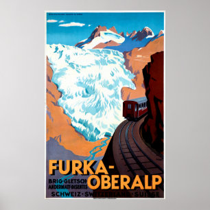 Poster FURKA-OBERALP - Suiça de Passagem de Montanha Estr