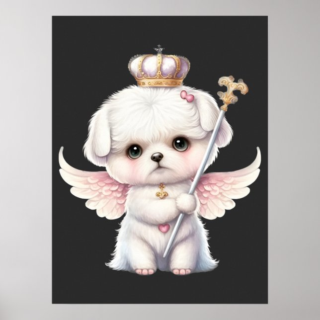 Poster Furry Joy: Angel Wing Maltês Cachorro Puppy Gift (Frente)