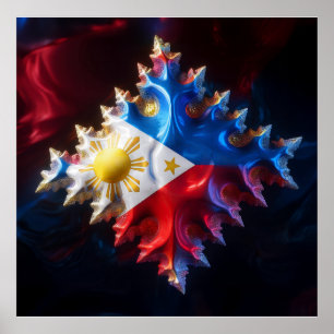 Poster Fusão Da Bandeira Filipina E Do Mandelbrot Fractal