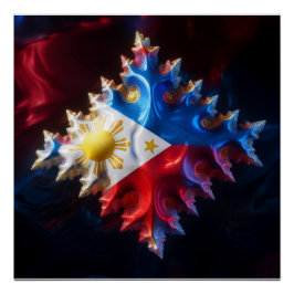Póster Fusão Da Bandeira Filipina E Do Mandelbrot Fractal