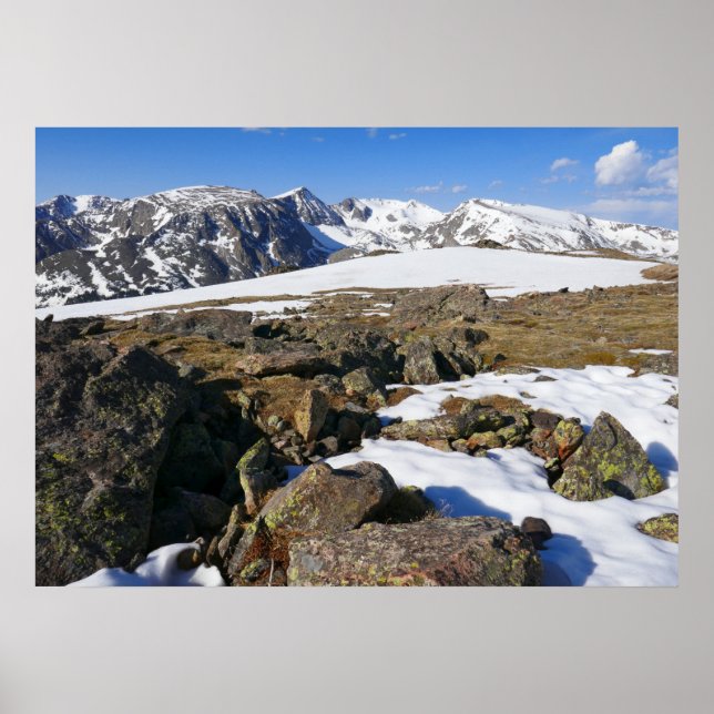 Poster Fusão de neve nas montanhas rochosas (Frente)