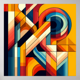 Poster Fusão Geométrica Moderna - Arte de Bloco de Cor de