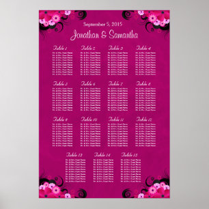 Póster Fuschia Floral 15 Gráfico de Assentos de Mesa