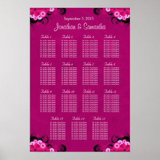Póster Fuschia Floral 15 Gráfico de Assentos de Mesa